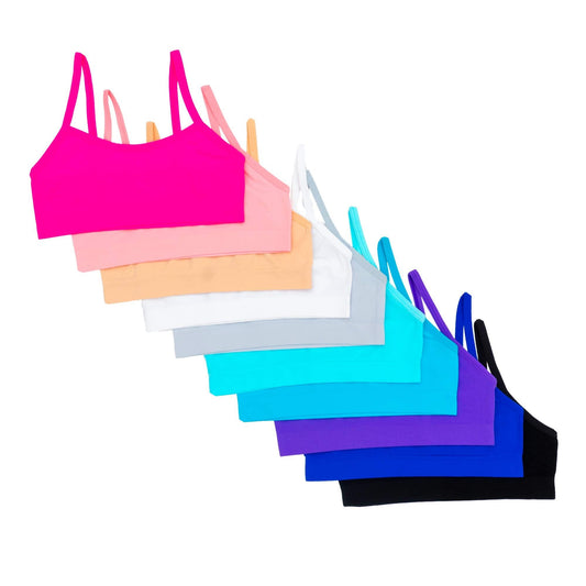 Alyce Intimates Seamless No Show Girls Sports Bra, Pack of 10 (SMALL/LARGE/XLARGE)